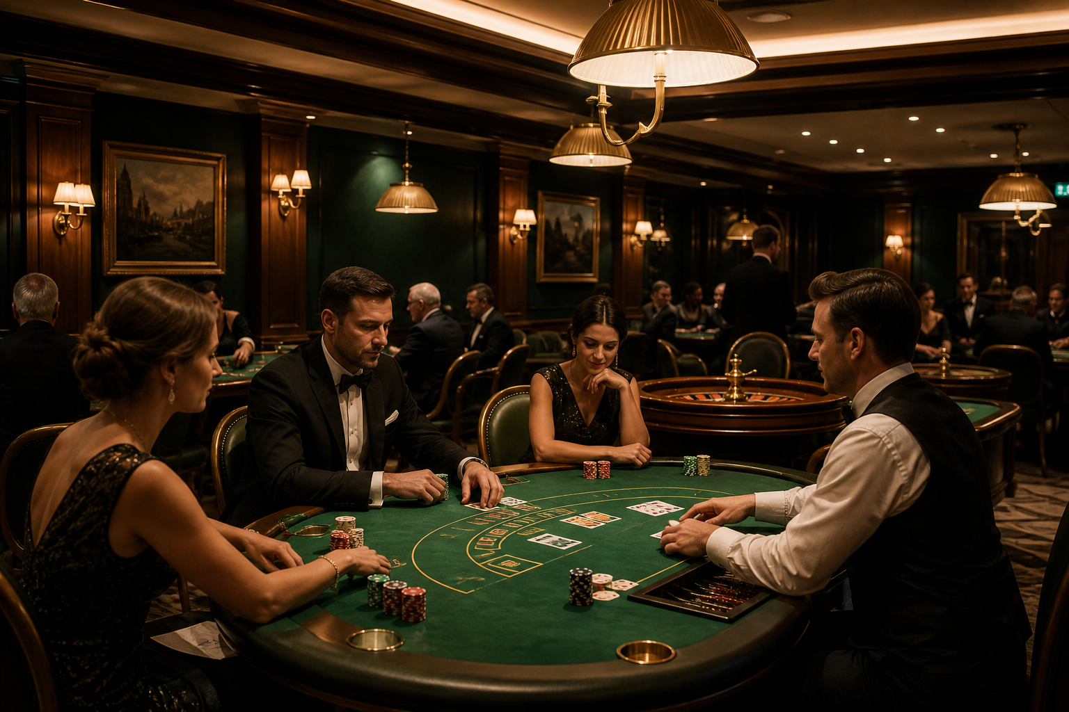 Elegant casino salon with table games at SzybkaChef